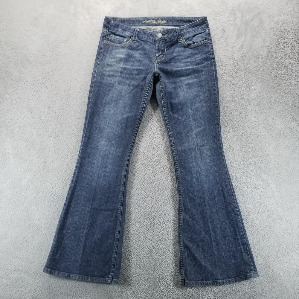 American Eagle Jeans Womens 10 Blue Bootcut Low Rise Stretch Dark Wash Y2K‎
